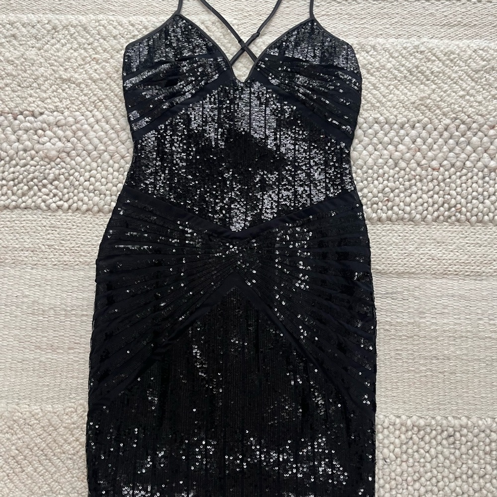 Bebe Black Sequin Cocktail Dress